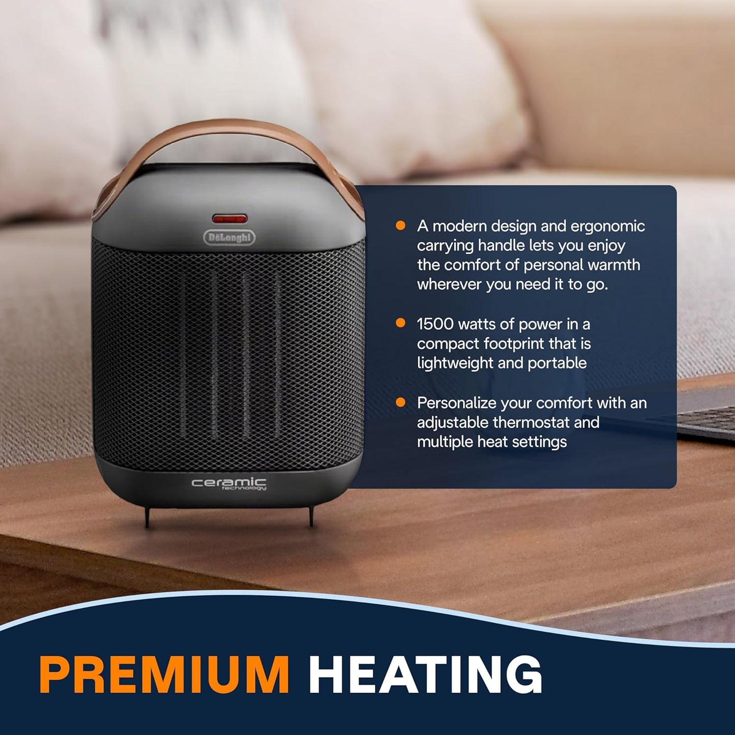 De'Longhi Capsule 1500W Ceramic Portable Heater with Fan