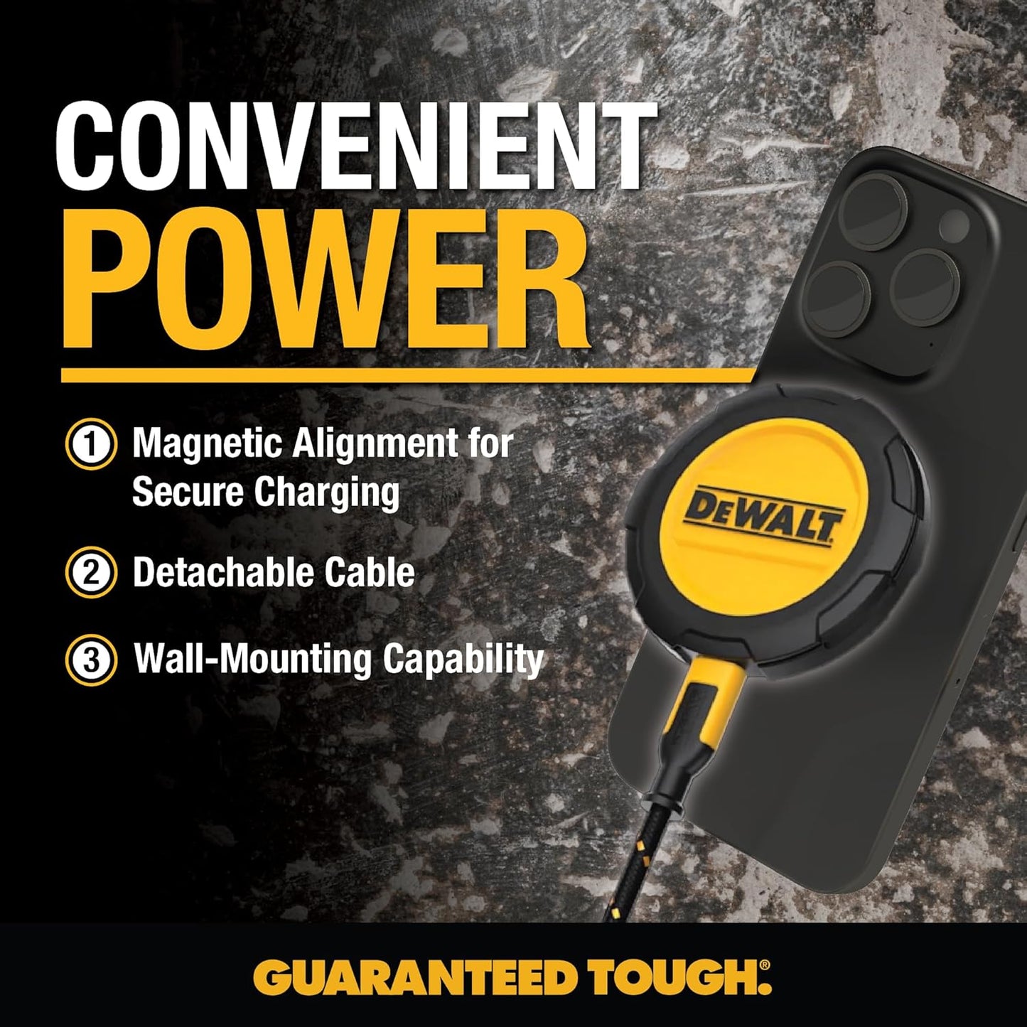 DEWALT Heavy-Duty 15W MagSafe Wireless Charger with Wall Mount