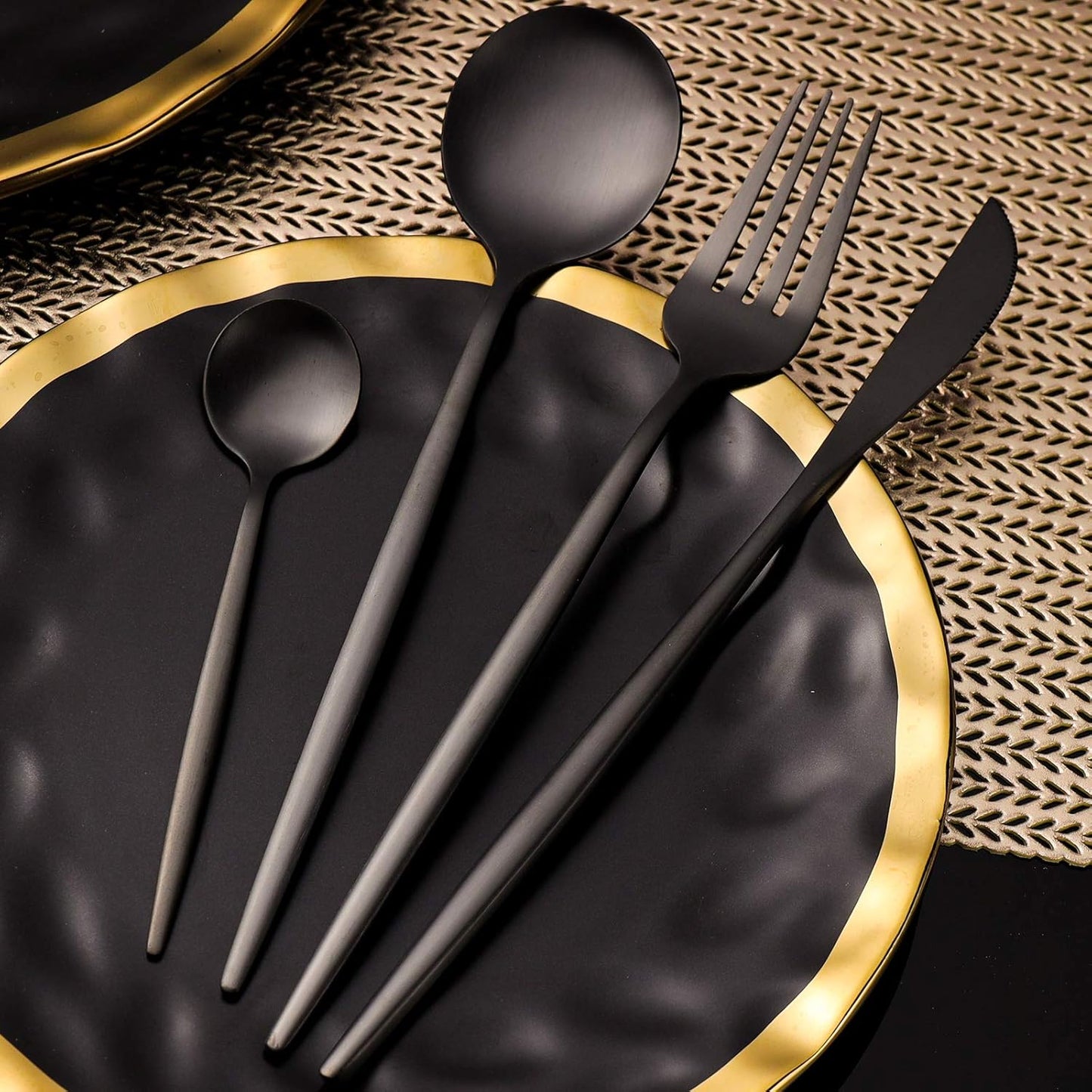 Sanli Matte Black 60-Piece Cutlery Set for 12 People