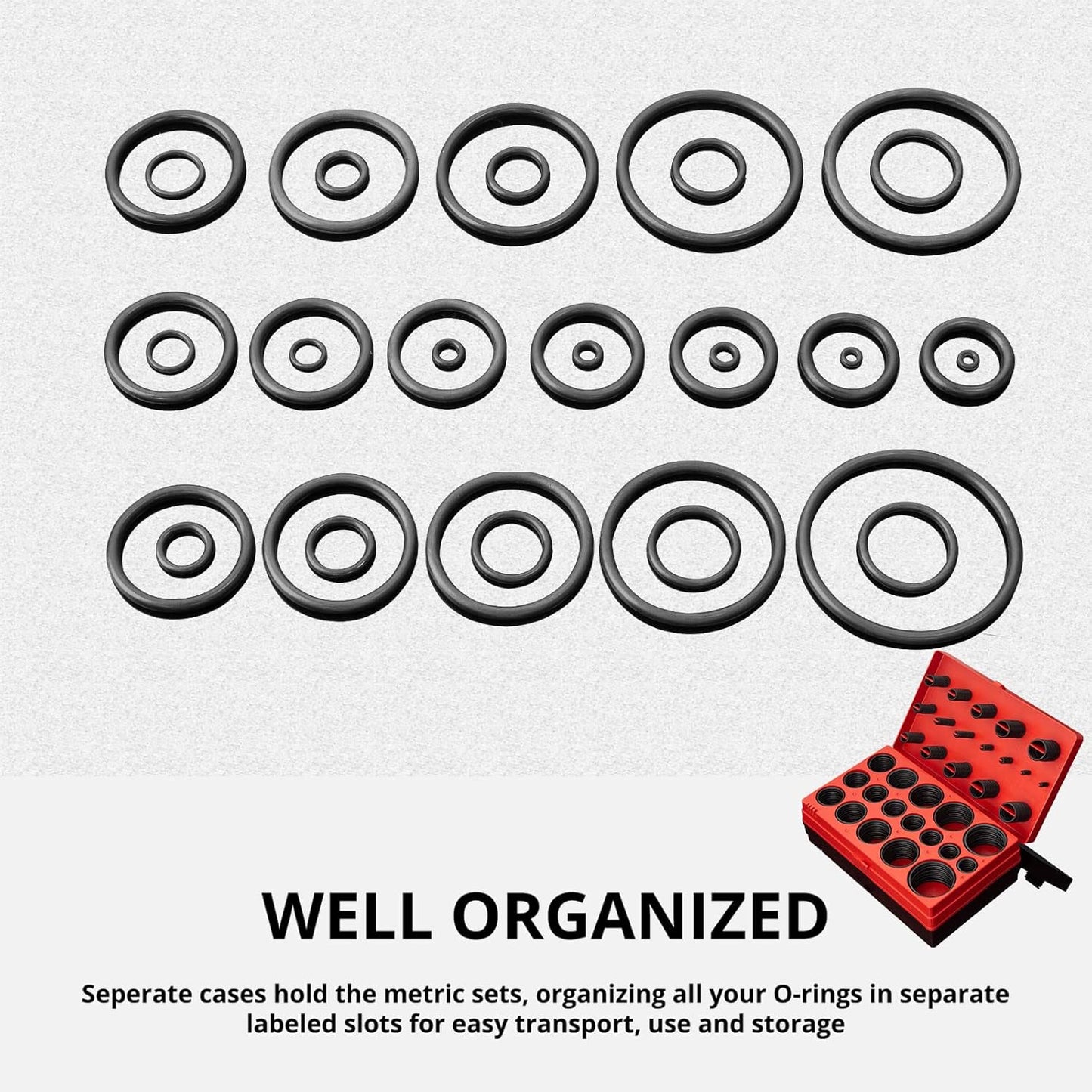 419-Piece Rubber O-Ring Assortment Kit for Sealing and Plumbing Repairs