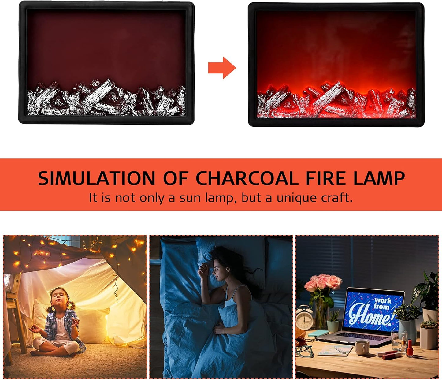 Super Bright Flameless LED Fireplace Lantern with 6‑Hour Timer