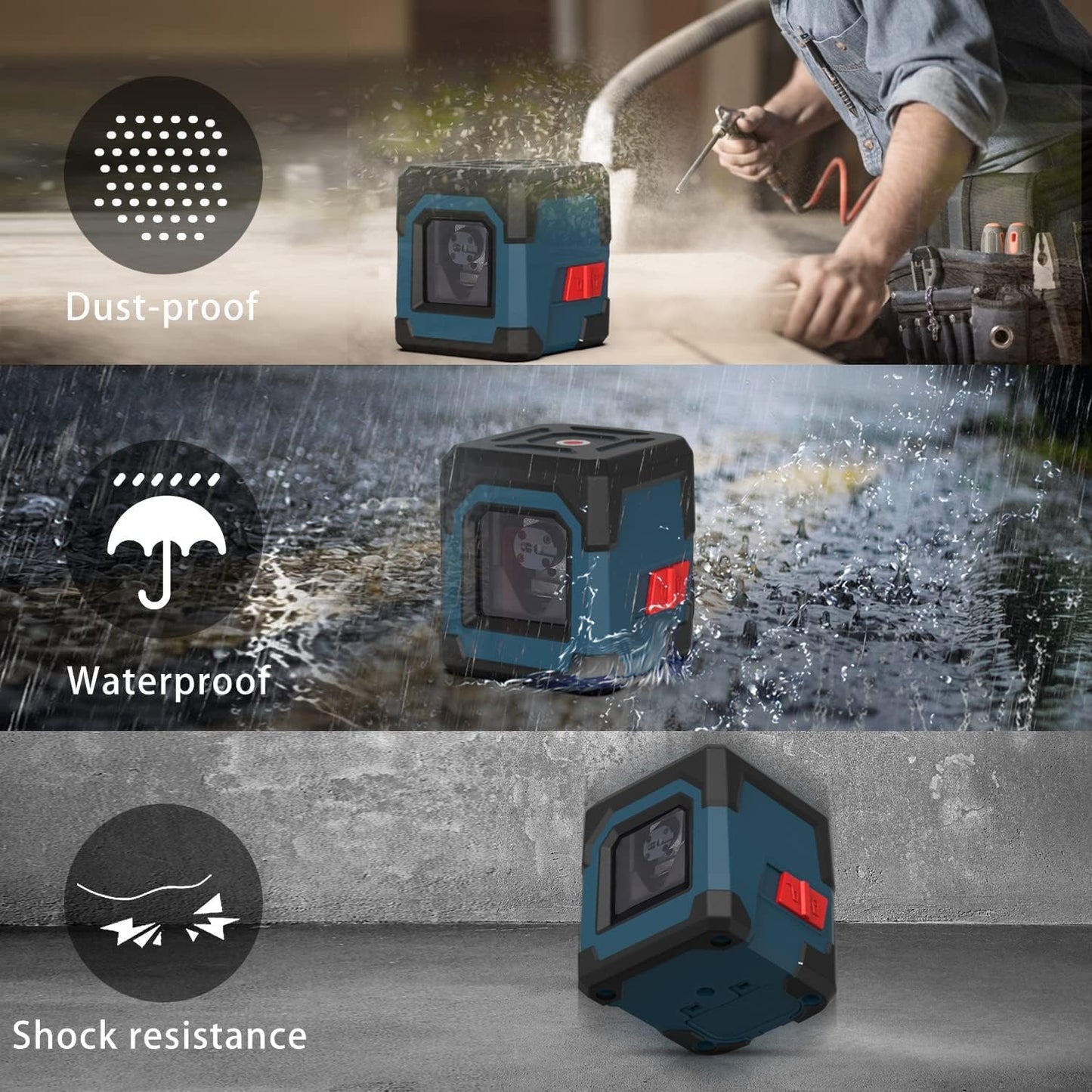 RockSeed Green Laser Level: 360° Rotating Cross Line, Self-Leveling, IP54