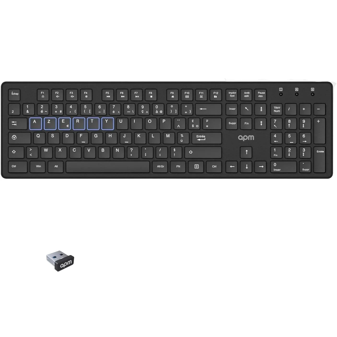 APM Wireless AZERTY French Keyboard with Multimedia Shortcuts, 2.4GHz - Gomix Brands Outlet