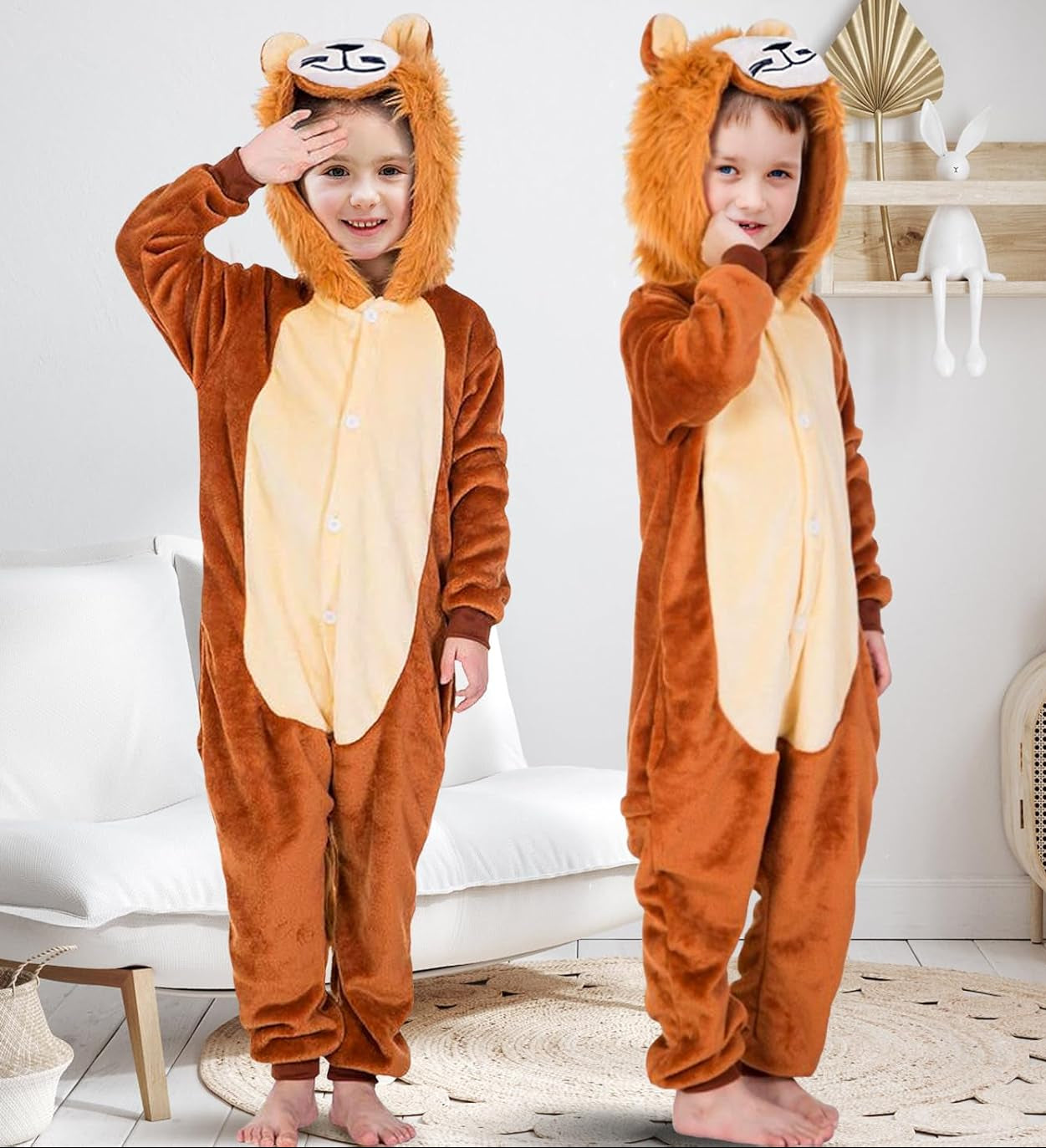 ATOWORLD Plush Lion Costume for Kids – Warm Zippered Outfit