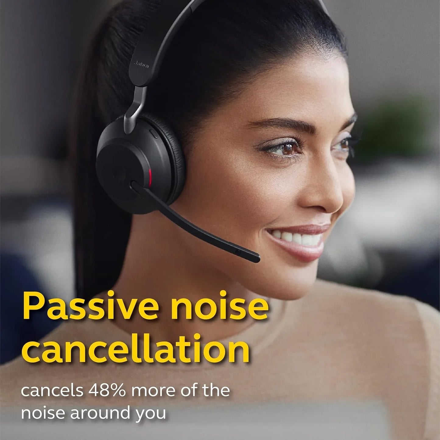 Jabra Evolve2 65 MS Stereo Bluetooth Headset: Superior Noise Cancellation, 37-Hour Battery