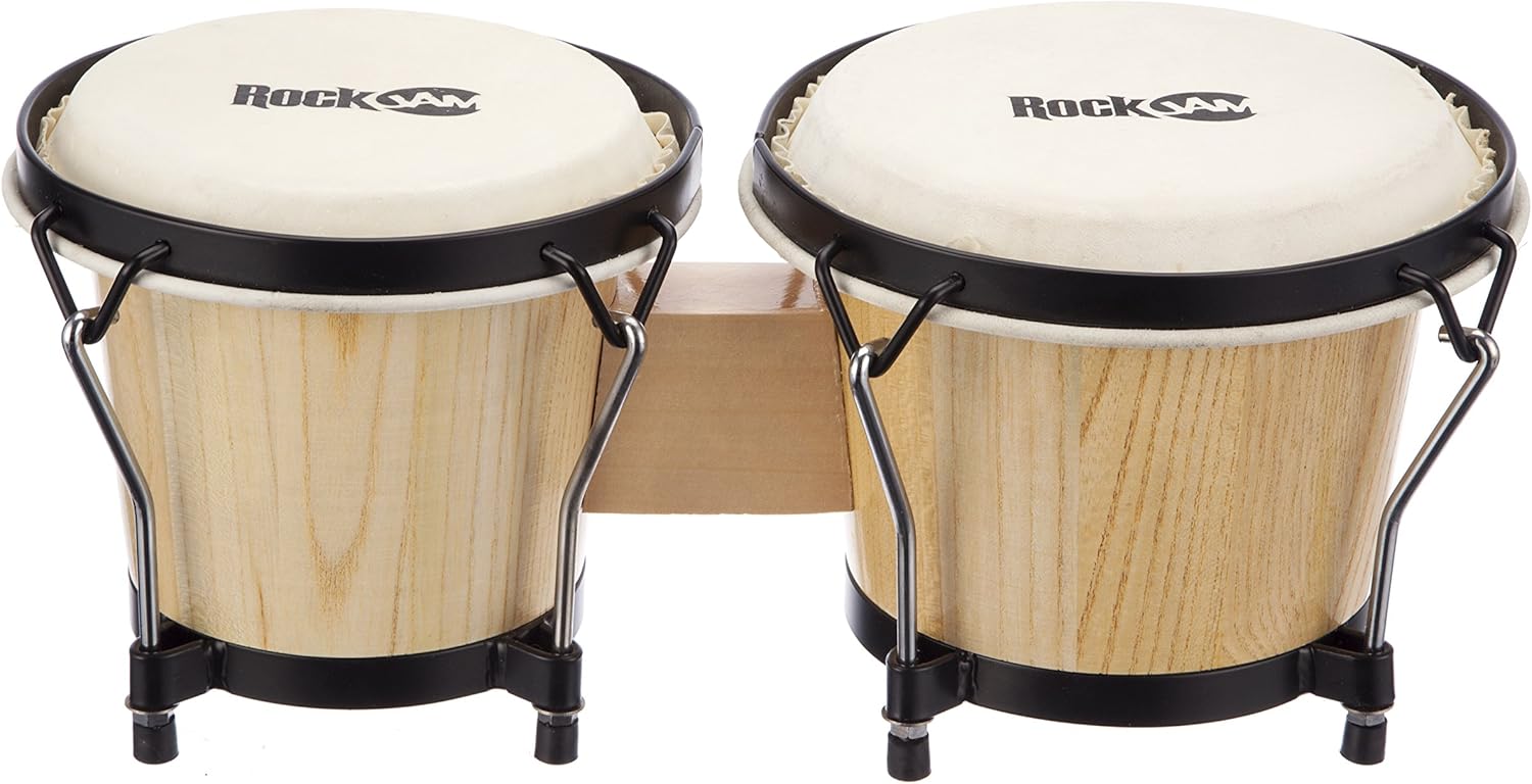 RockJam 7" & 8" Wooden Bongo Set with Padded Bag