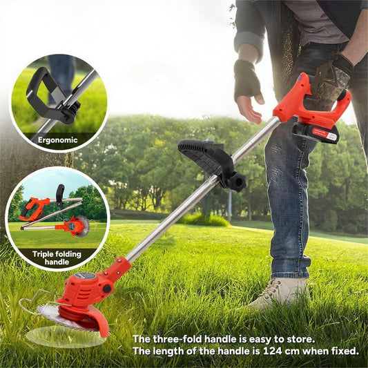 OUTIGO 21V Cordless Lawn Trimmer with Dual Batteries, Adjustable Handle