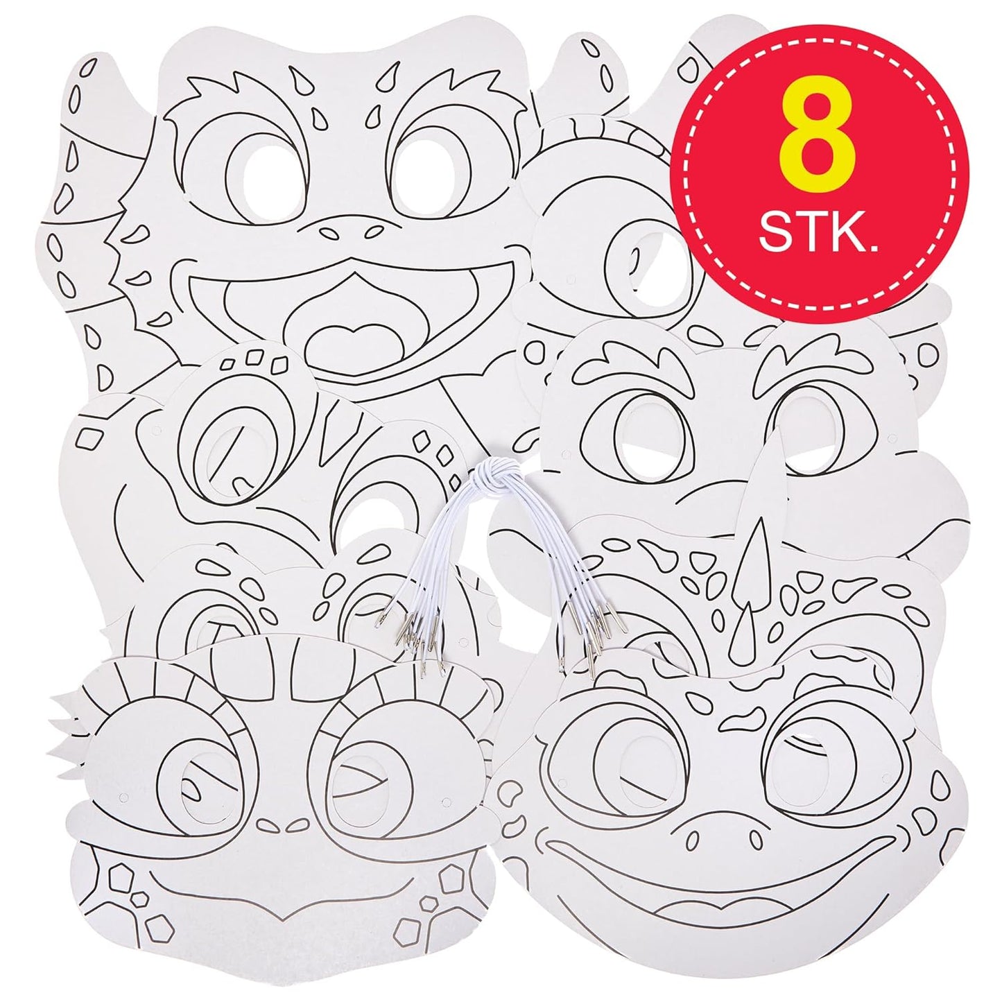 Baker Ross Reptile Coloring Mask Pack – 8 Fun Animal Costumes