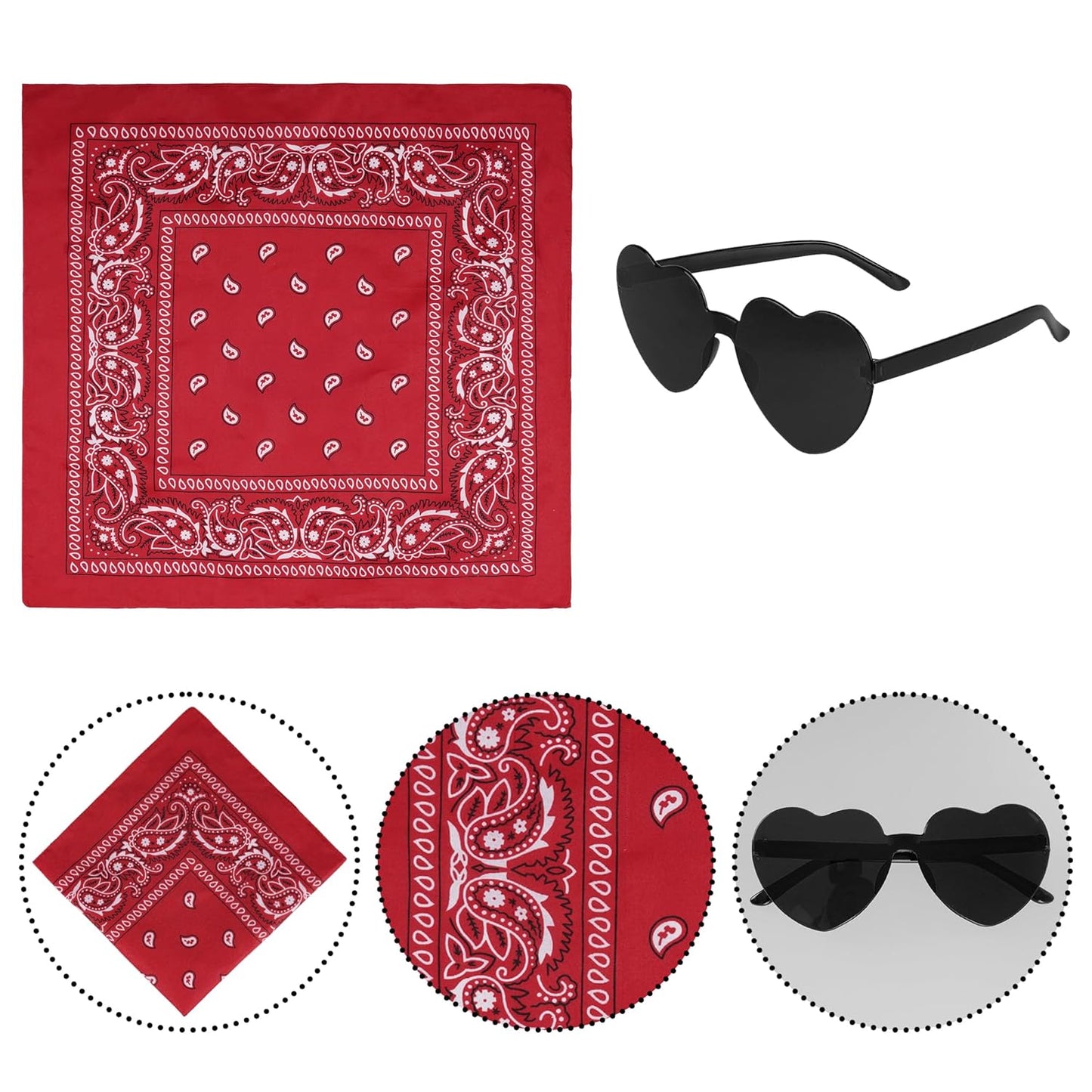 Western Cowgirl Costume Set with Fringe Vest, Hat, Sunglasses, Bandana