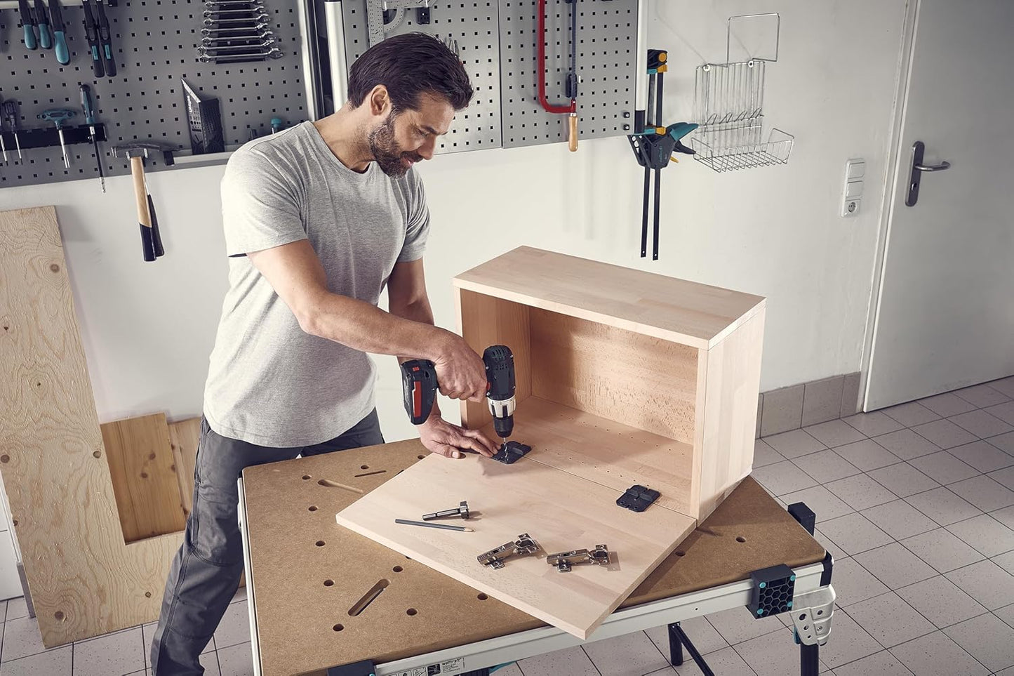 Wolfcraft Hinge Hole Set: Precise 35mm Drilling for Easy Pot Hinge Installation