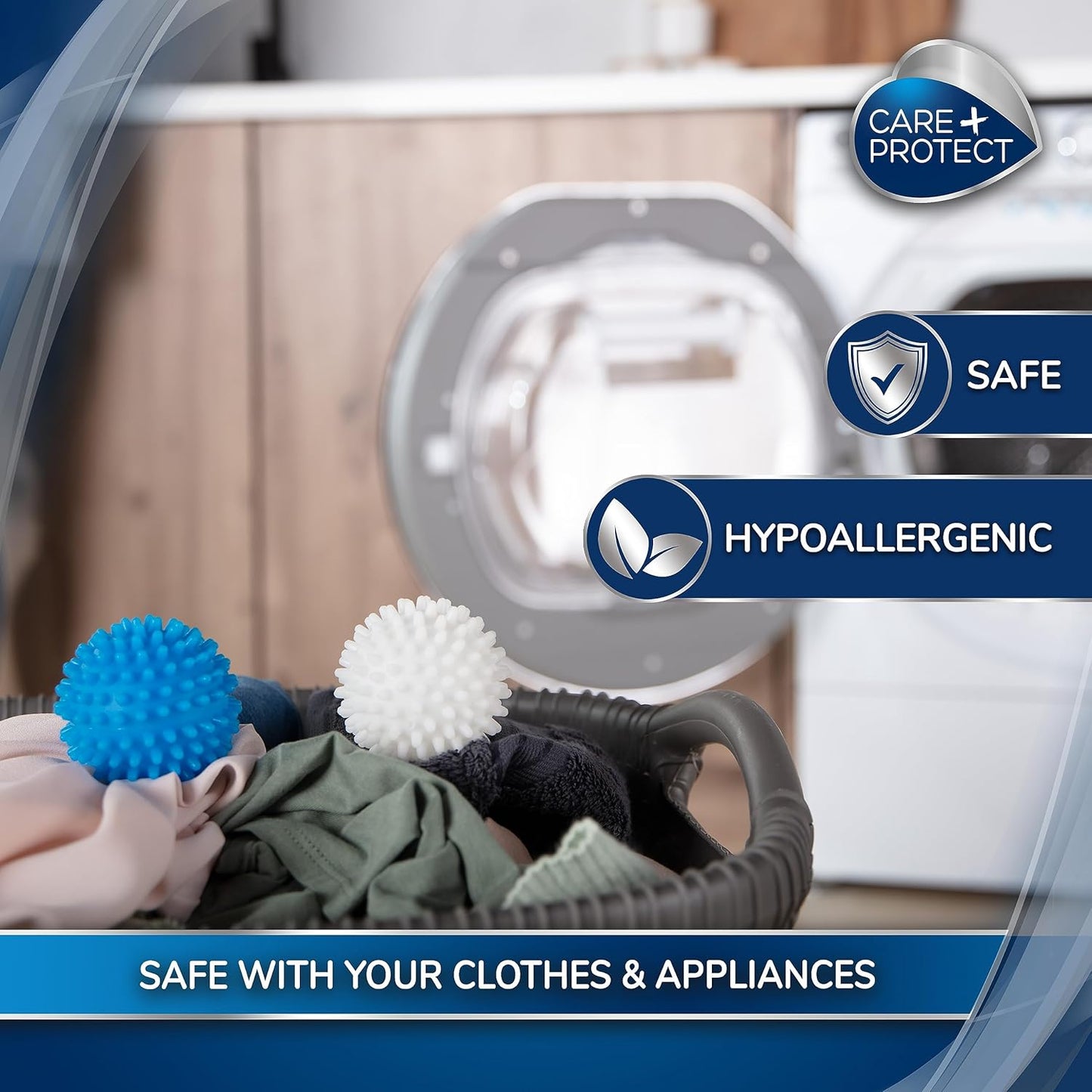 CARE+PROTECT Universal Dryer Balls: Soften, Lift, Separate Laundry - 2 Pack
