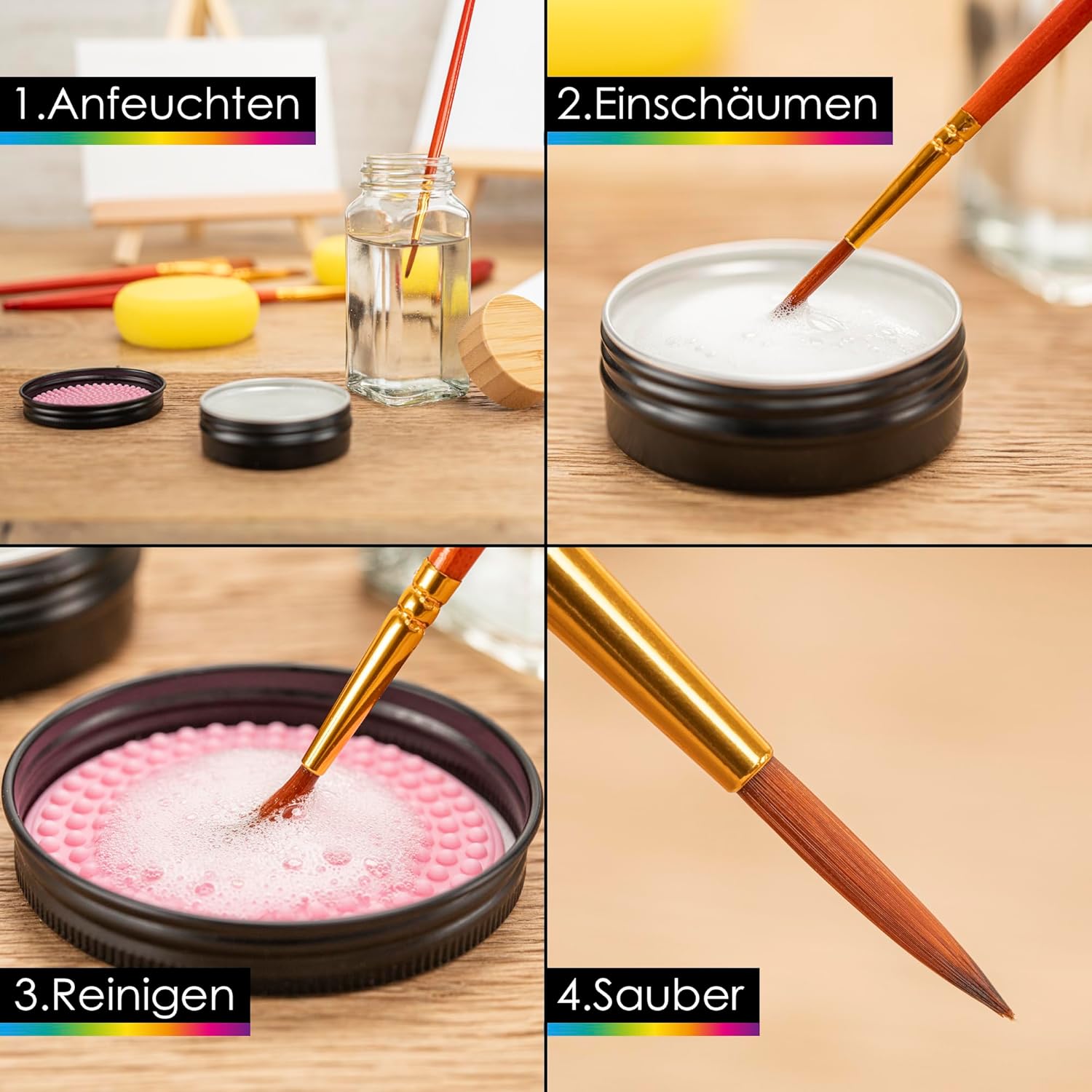 OfficeTree 20-Piece Acrylic Brush Set with Soap, Case, Palette Knife
