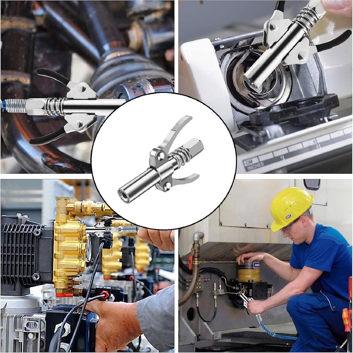 Bavooty Double-Handle Grease Gun Mouthpiece with Universal G Coupler