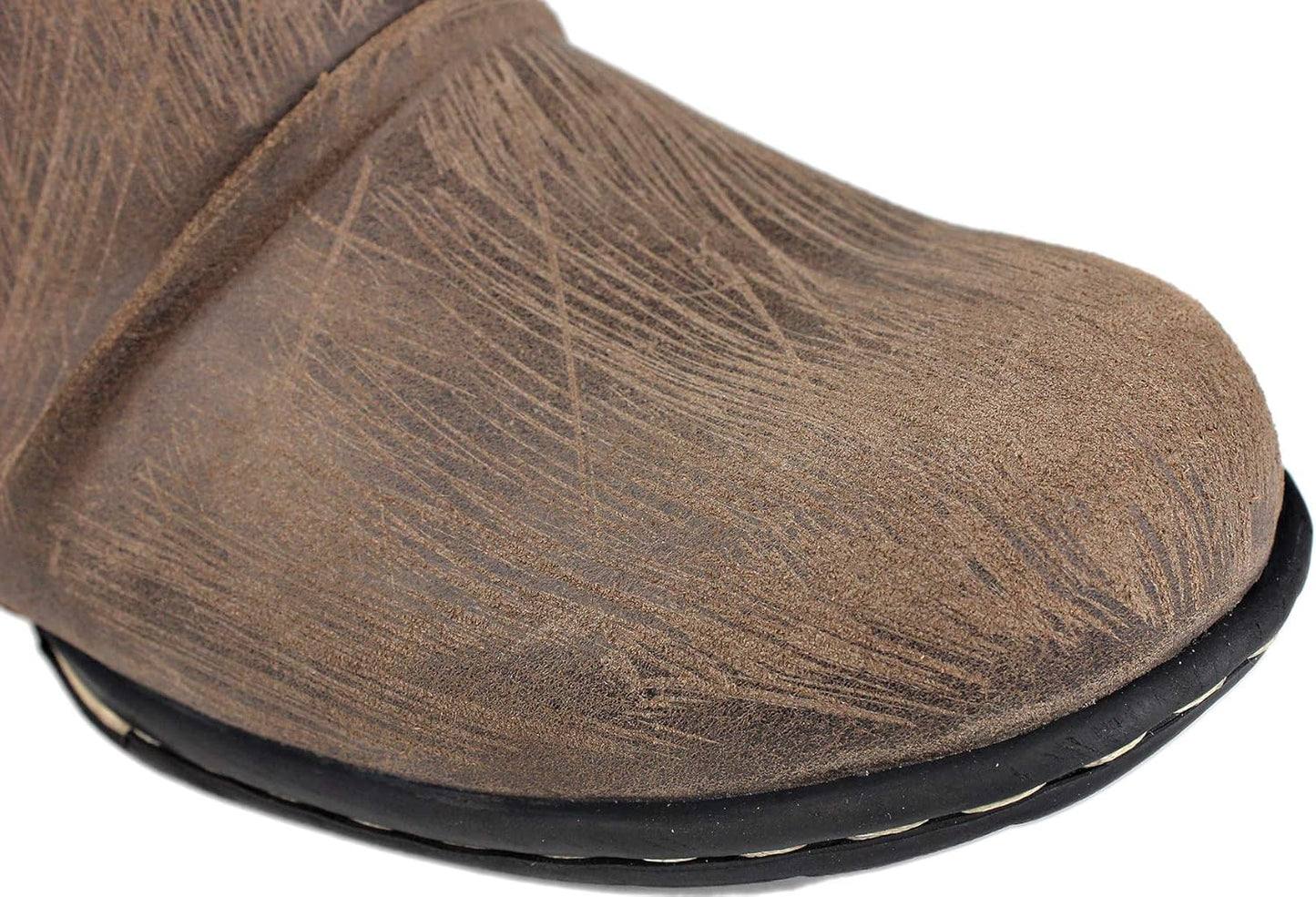 OSSTONE Men's Moto Leather Boots with Side Zipper