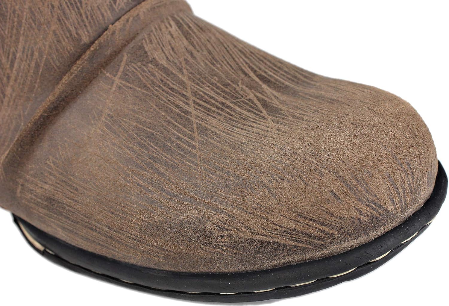 OSSTONE Men's Moto Leather Boots with Side Zipper