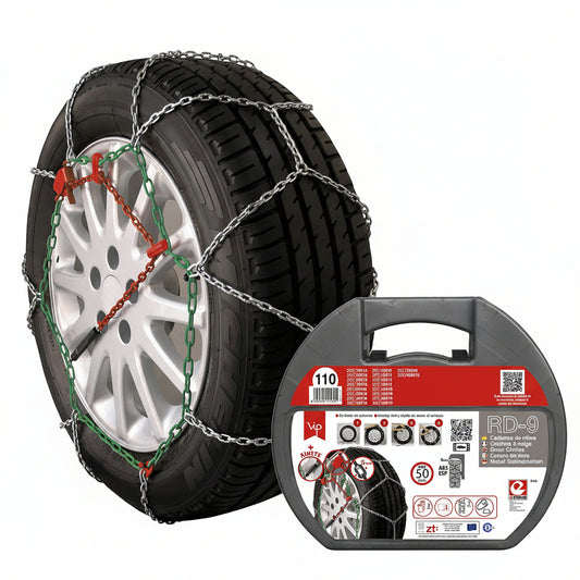 Cadena Metal RD 9mm Snow Chains – 2 Units with Gloves