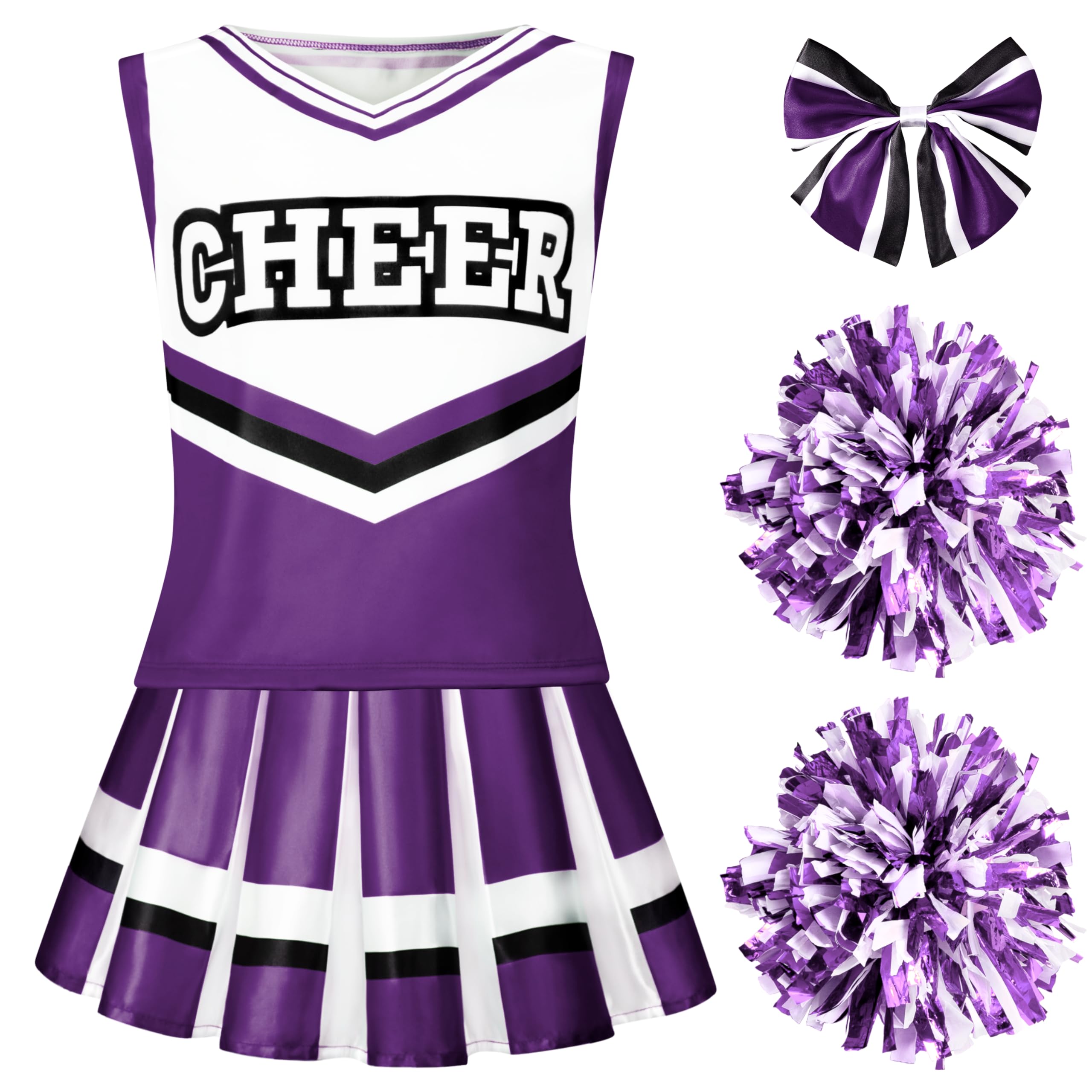 Spooktacular Purple & White Girls Cheerleader Costume – Halloween Outfit