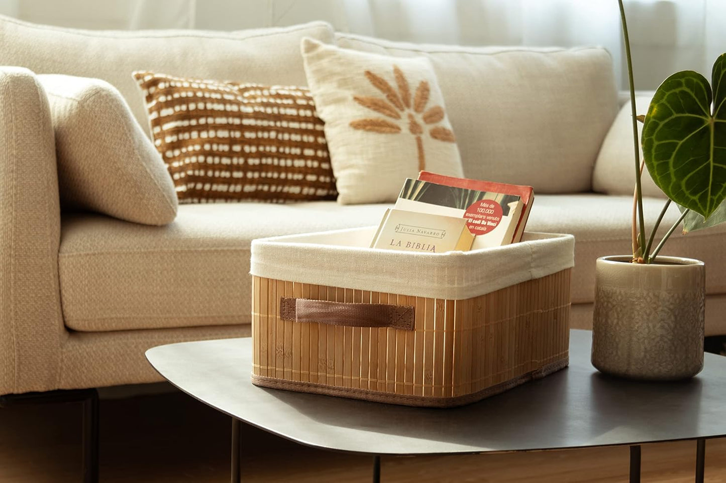 Compactor Natural Bamboo & Metal Foldable Rectangular Laundry Basket