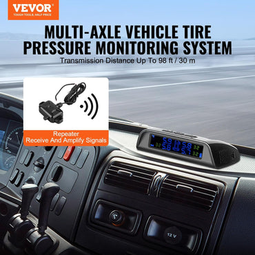 VEVOR 6-Sensor RV Tire Pressure Monitoring System with Solar Power