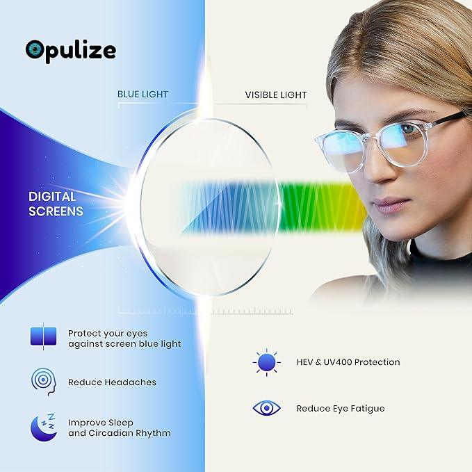 OPULIZE Met Blue Light Reading Glasses Slim Round Frame Anti‑Glare - Gomix Brands Outlet