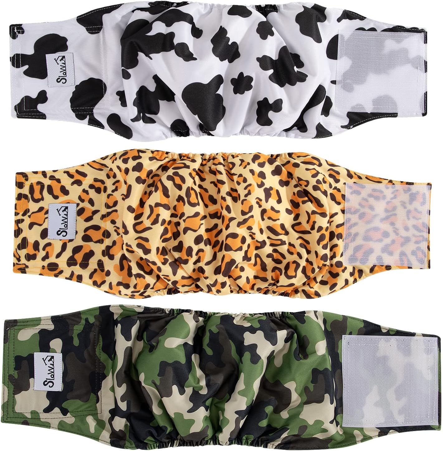 SlowTon 3-Pack Reusable Male Dog Diapers | High Absorbency Wraps