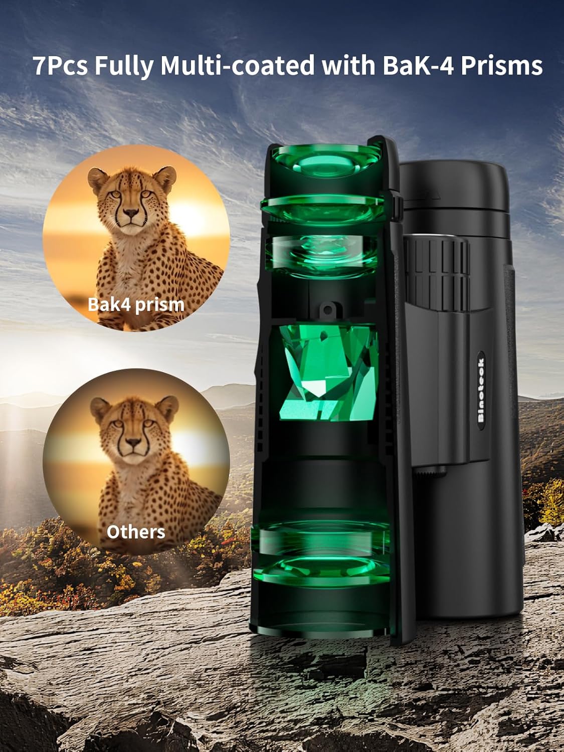 Binoteck 12x42 High-Powered BAK4 Prism Binoculars for Bird Watching & Hunting