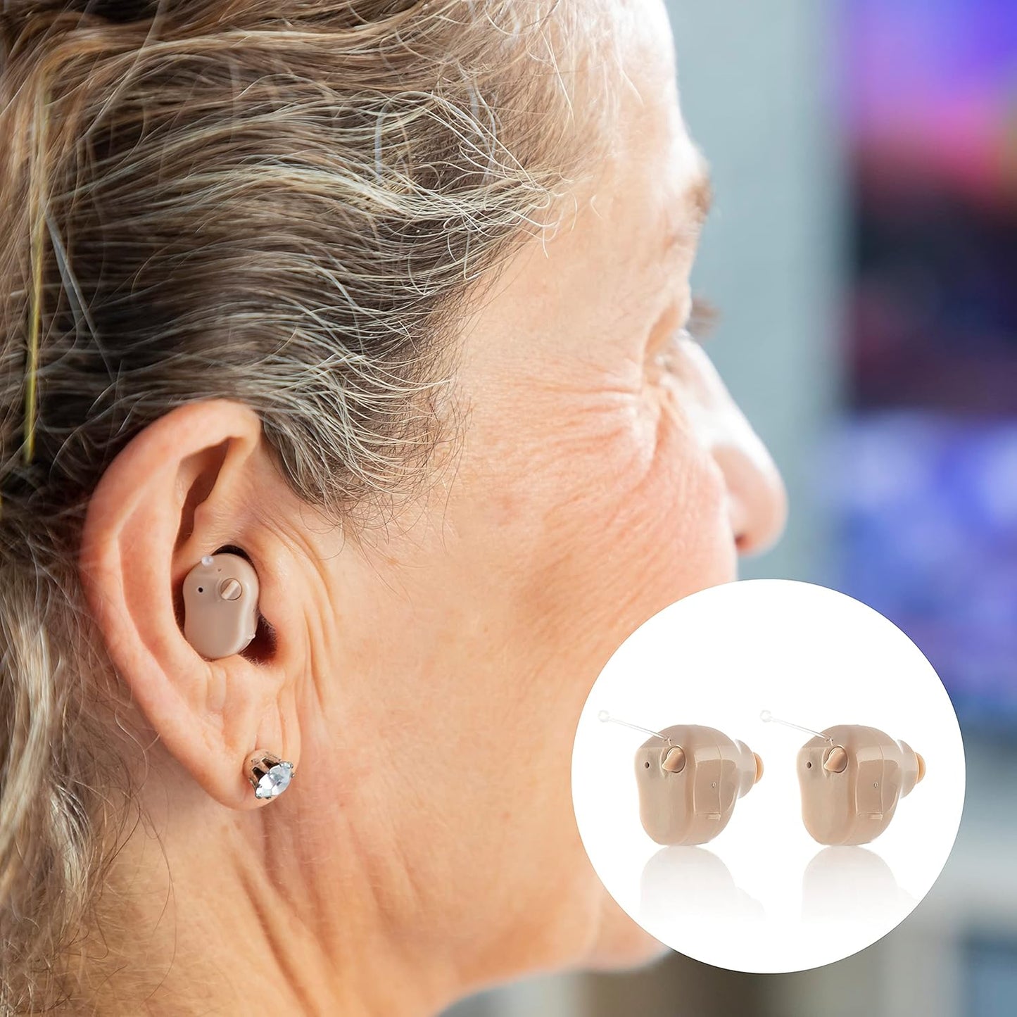 InnovaGoods Hearzy In‑Ear Sound Amplifier with 3 Modes, Mic, and 35‑Hour Battery