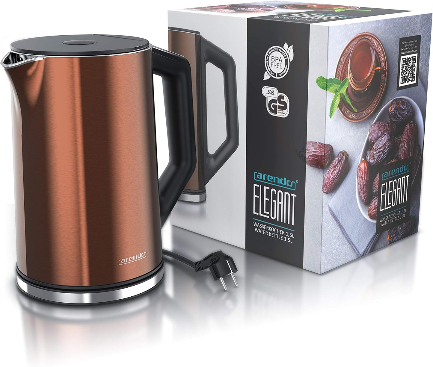 Arendo Elegant 1.5L Stainless Steel Temperature Control Kettle