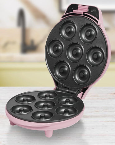Bestron Retro Pink Mini Donut Maker 7‑Slot Non‑Stick 700W - Gomix Brands Outlet