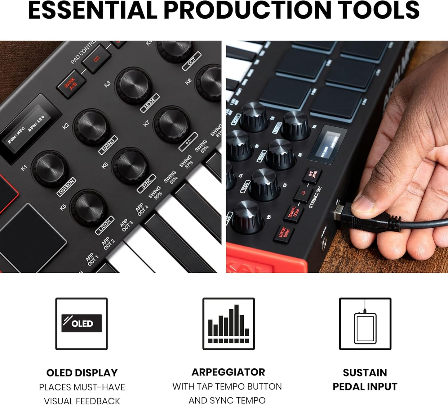 Akai MPK Mini MK3 25-Key USB MIDI Controller Backlit Pads