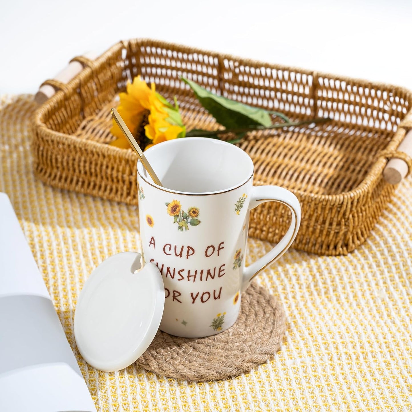 Ceramic Mug with Lid “A Cup of Sunshine for You”