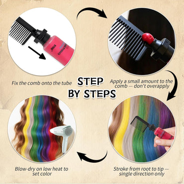 Byhoo Temporary Hair Color Comb 6-Pack Multicolor
