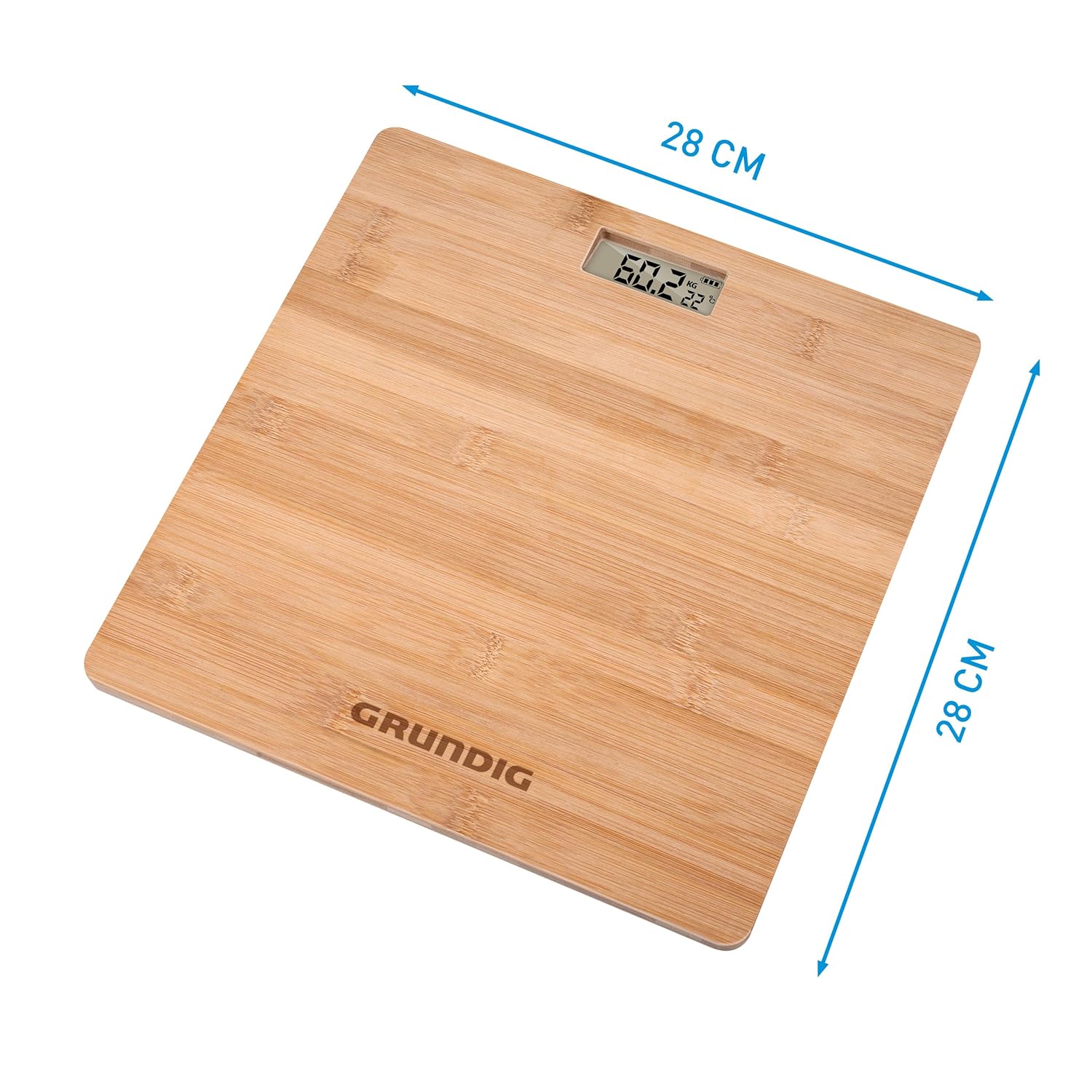 Grundig Bamboo Digital Personal Scale – 180kg Capacity, Multi‑Unit, Non‑Slip