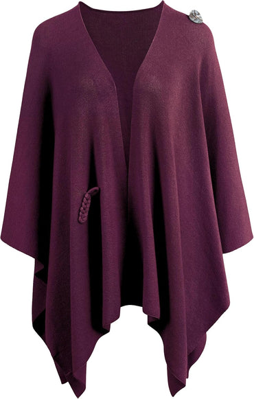 PULI Women's Large Cross Front Poncho Sweater Wrap Topper