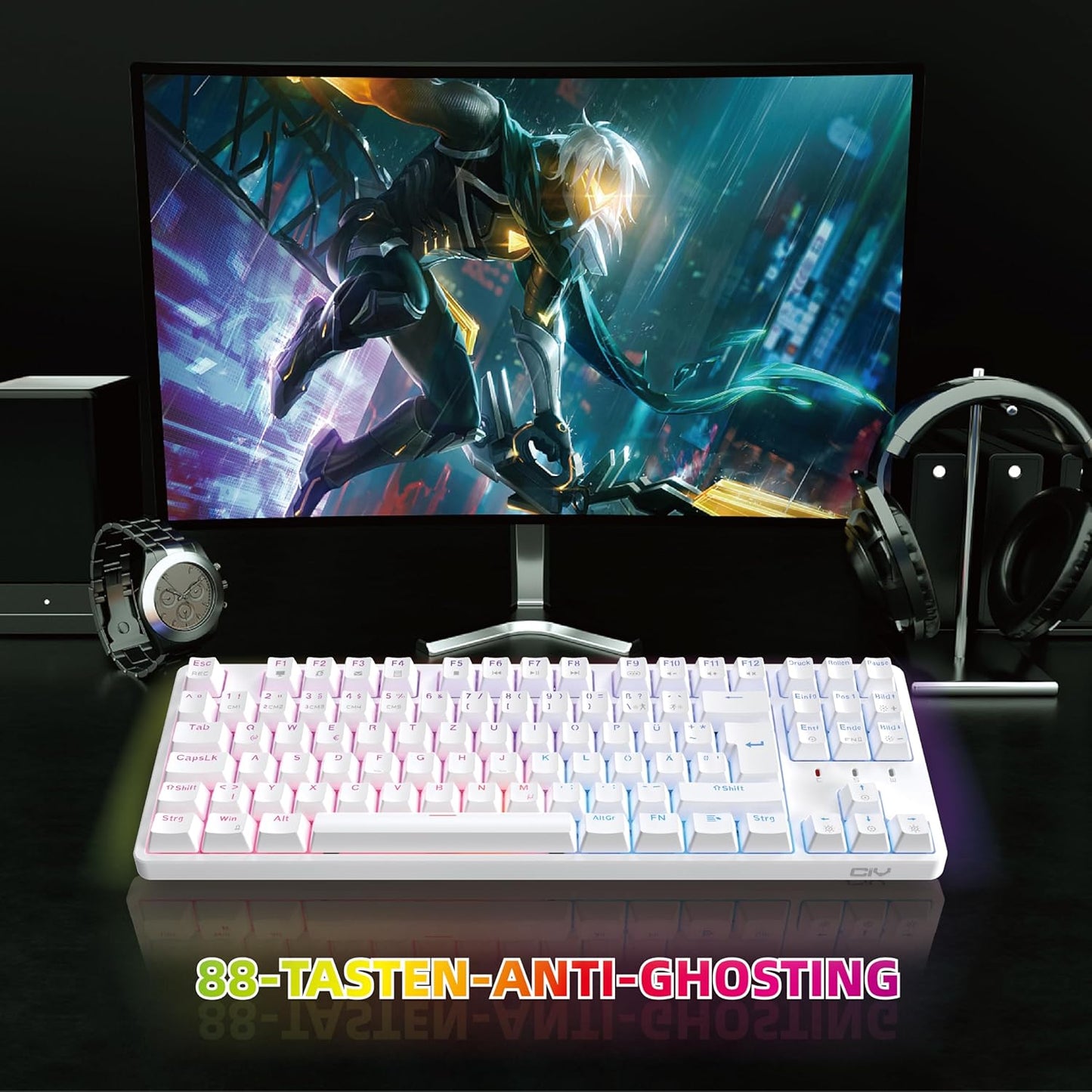 CIY X77 Tenkeyless Mechanical Gaming Keyboard with RGB Hot‑Swappable Switches