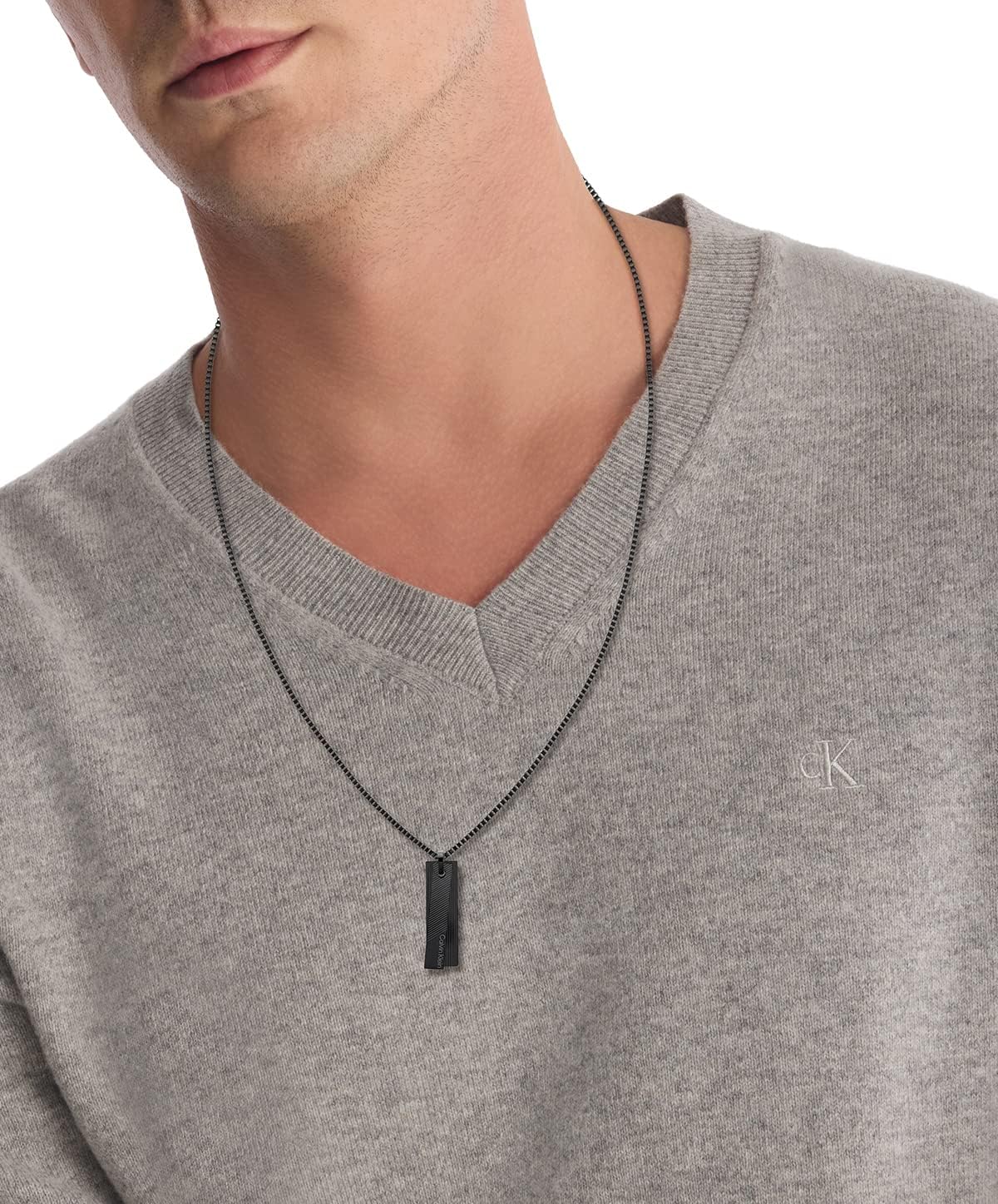 Calvin Klein Men's Architectural Stainless Steel Necklace Modern Bar Design