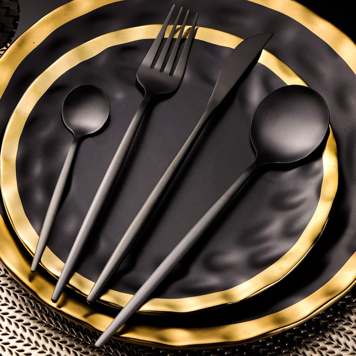 Sanli Matte Black 60-Piece Cutlery Set for 12 People