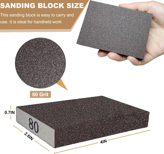 6 Pack 80 Grit Medium Sanding Sponge, Washable and Reusable