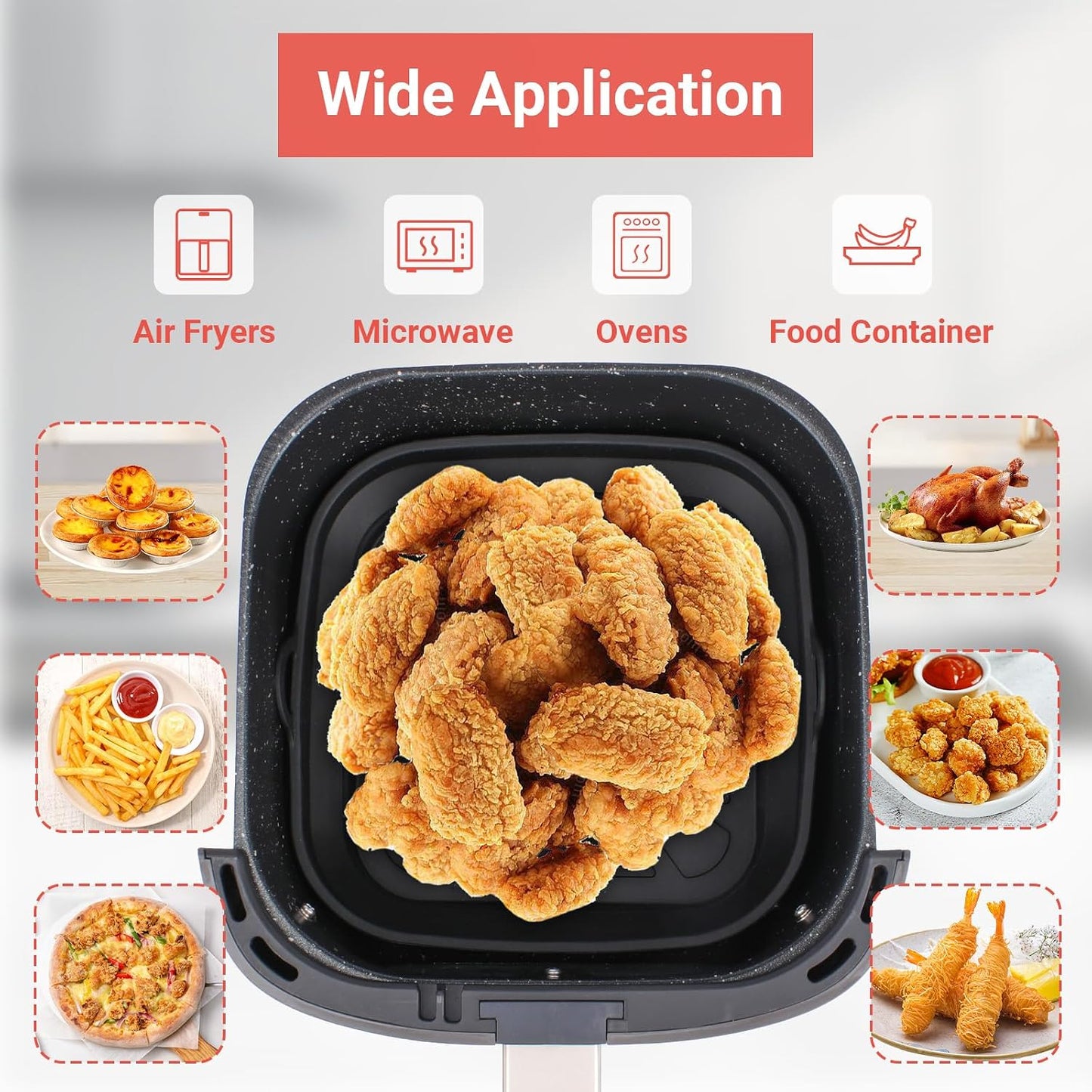 Alyvisun Silicone Air Fryer Liner Set 2-Piece 21 cm Reusable Foldable