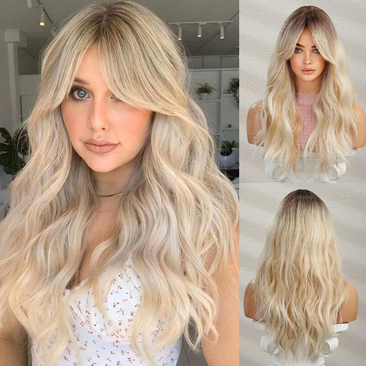 Esmee Long Wavy Ombre Blonde Heat-Resistant Synthetic Wig for Cosplay