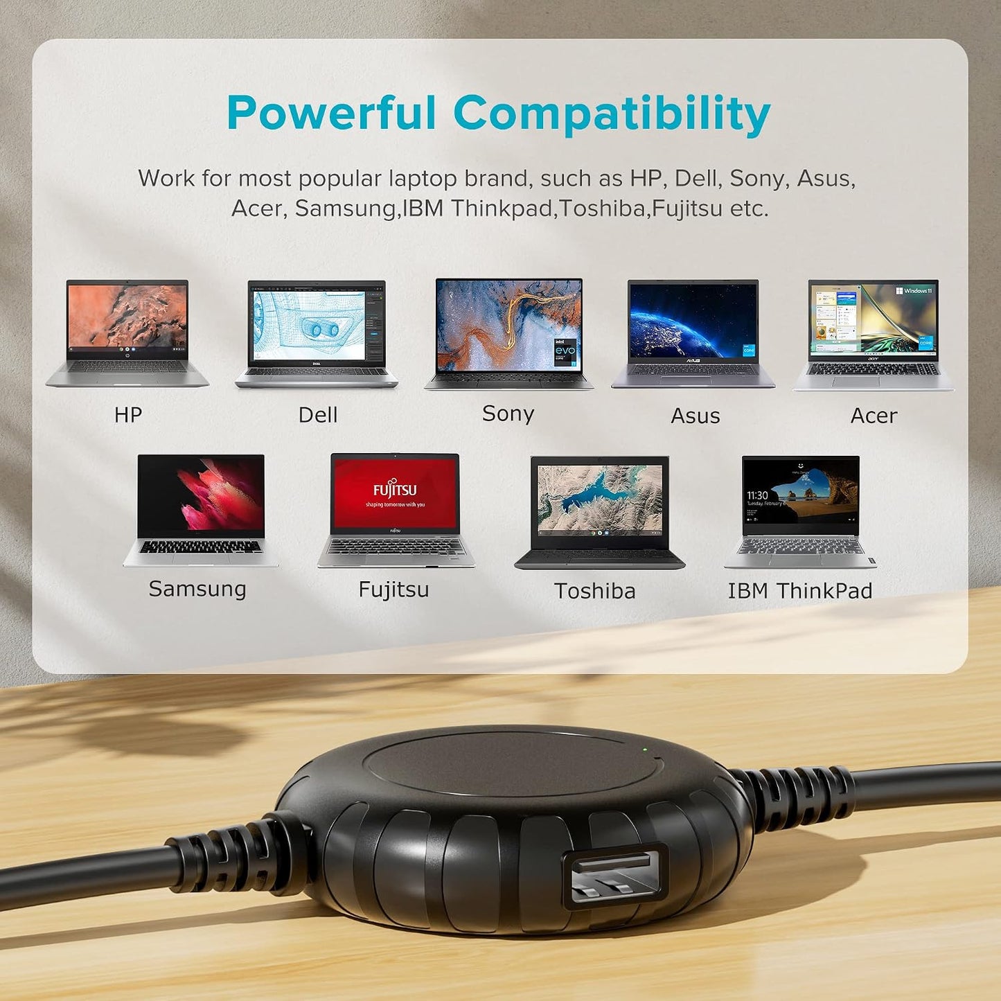 Powseed PS-U100WDC-16T-US 100W Universal Laptop Car Charger USB-C
