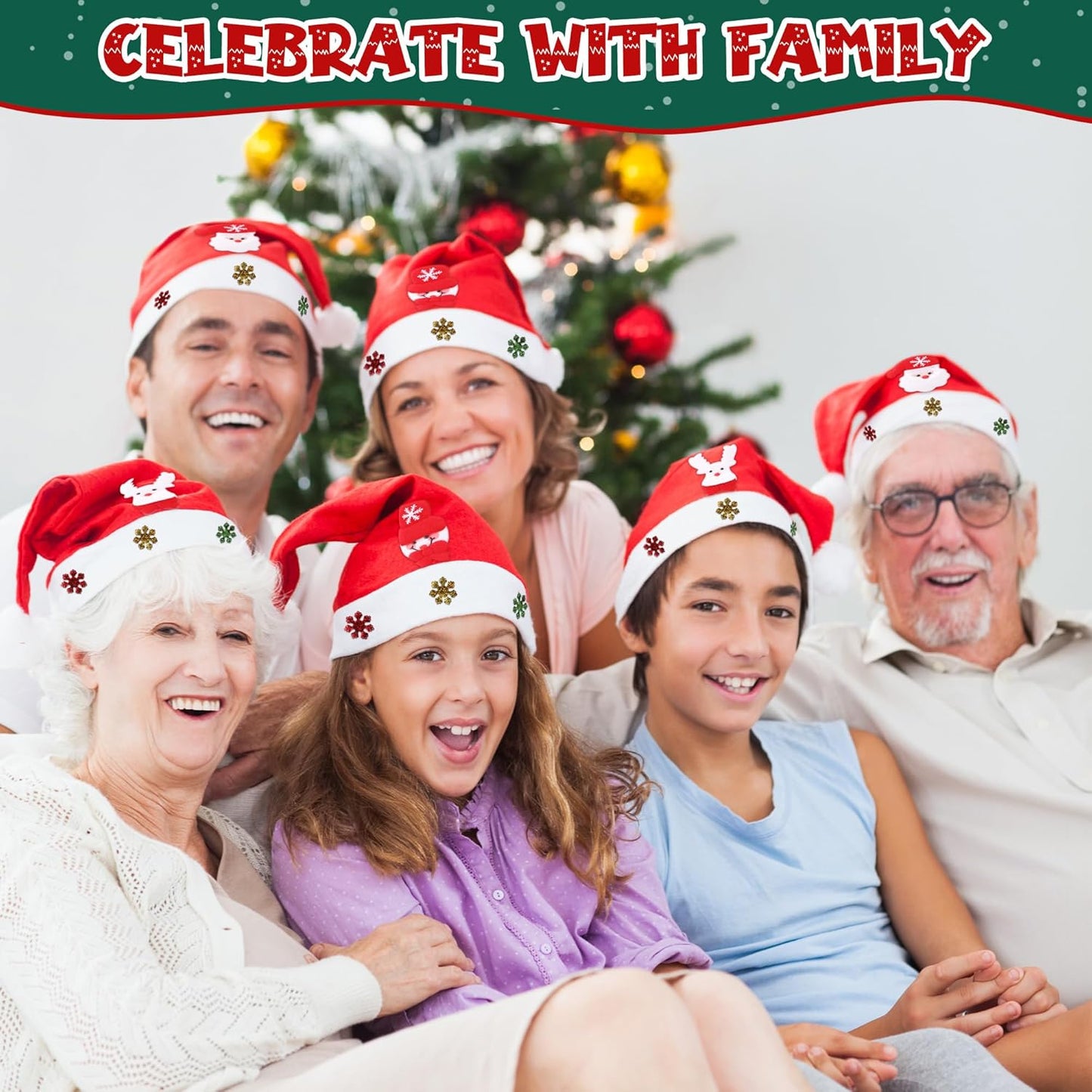 Festive Vlies Christmas Hat Set for Adults Kids Babies