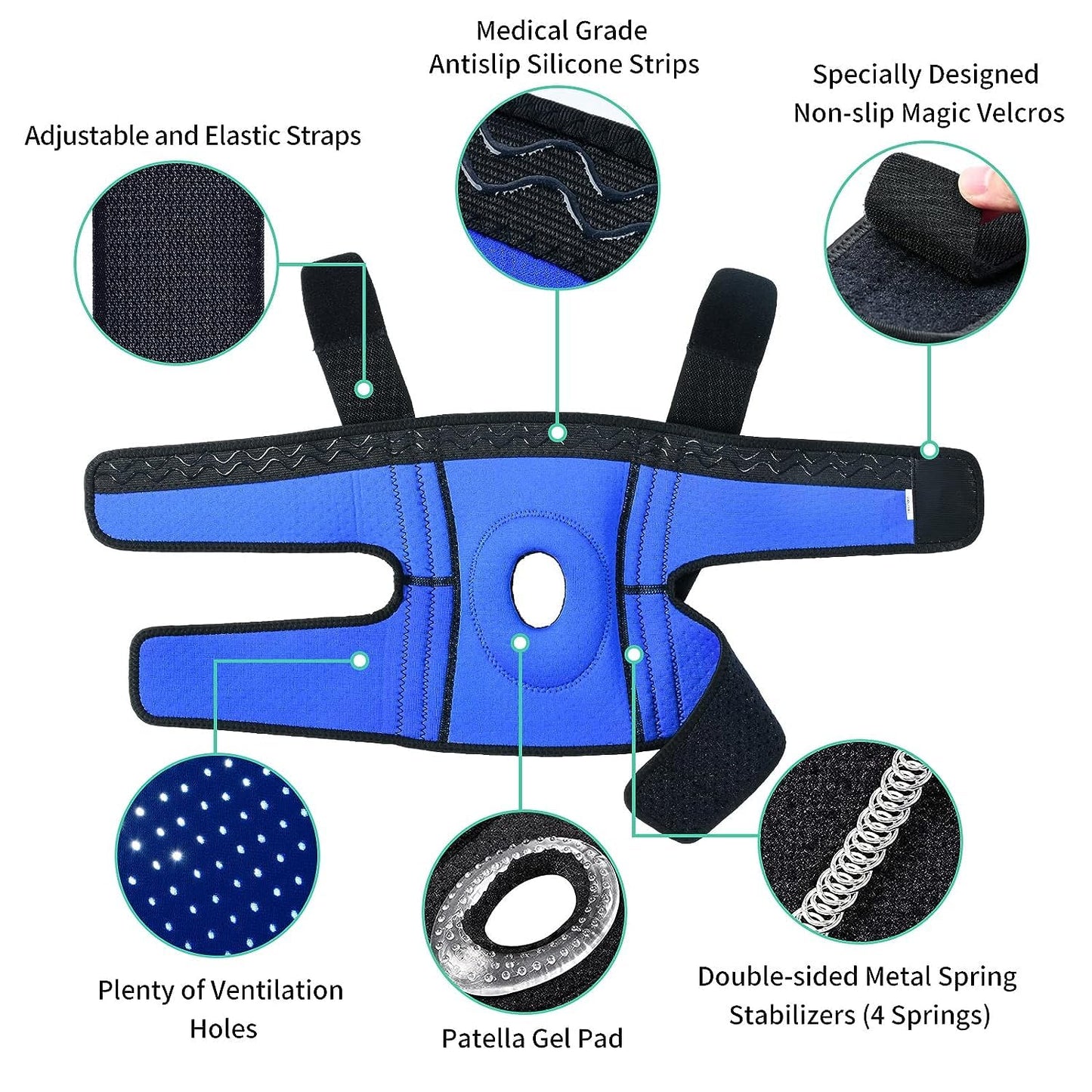 ABYON Adjustable Knee Brace for Pain Relief with Stabilizers (L/XL)