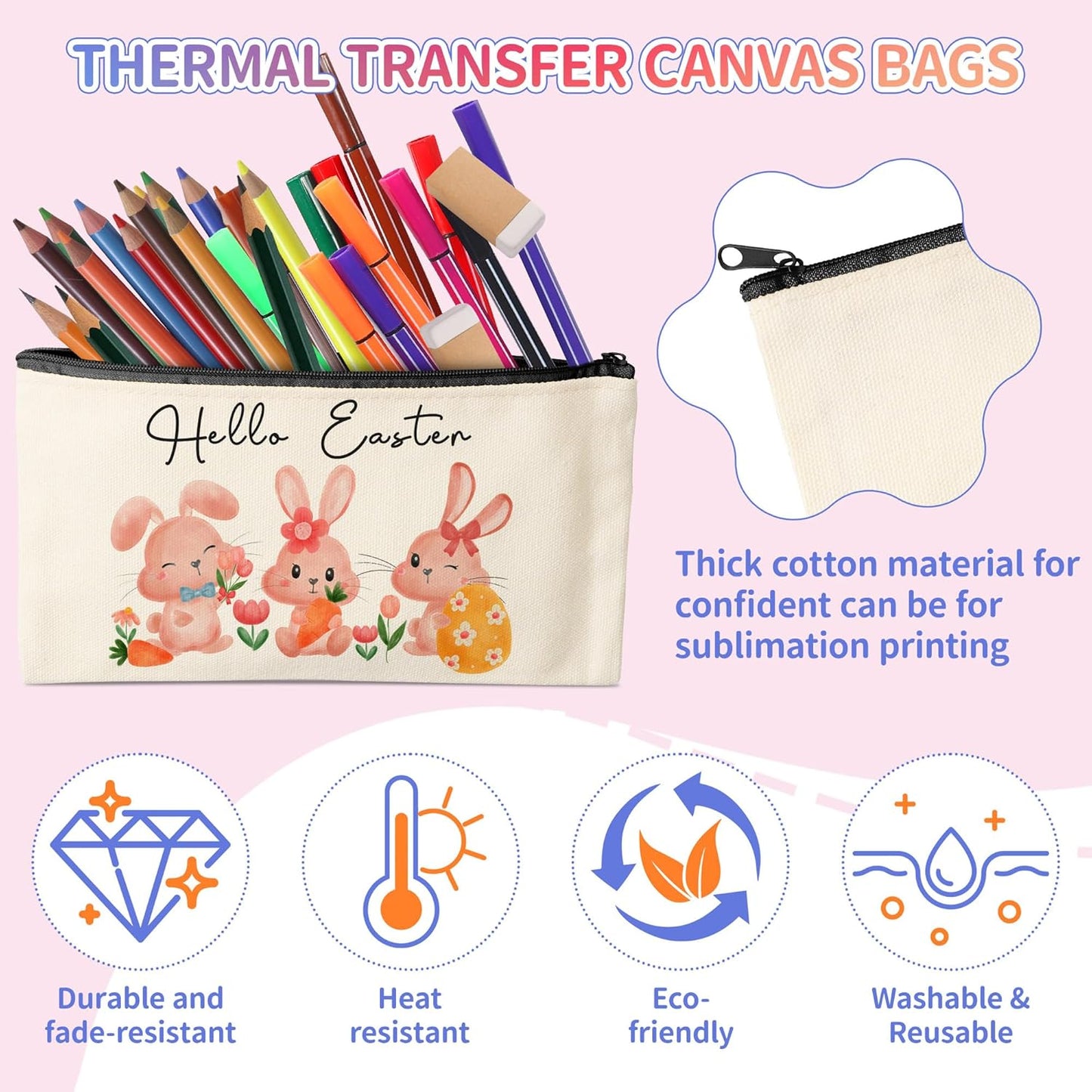 Wusboo 24‑Piece Canvas Tote Pencil Case DIY Craft Kit