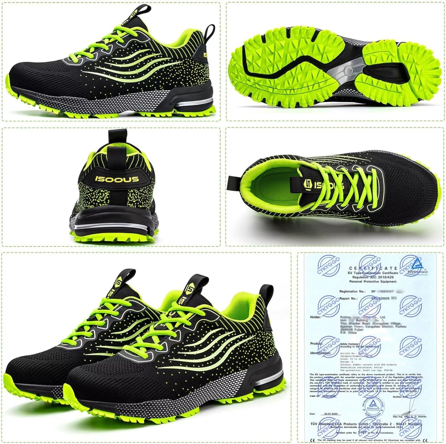 CYKYGGO Lightweight Steel Toe Safety Shoes for Men and Women