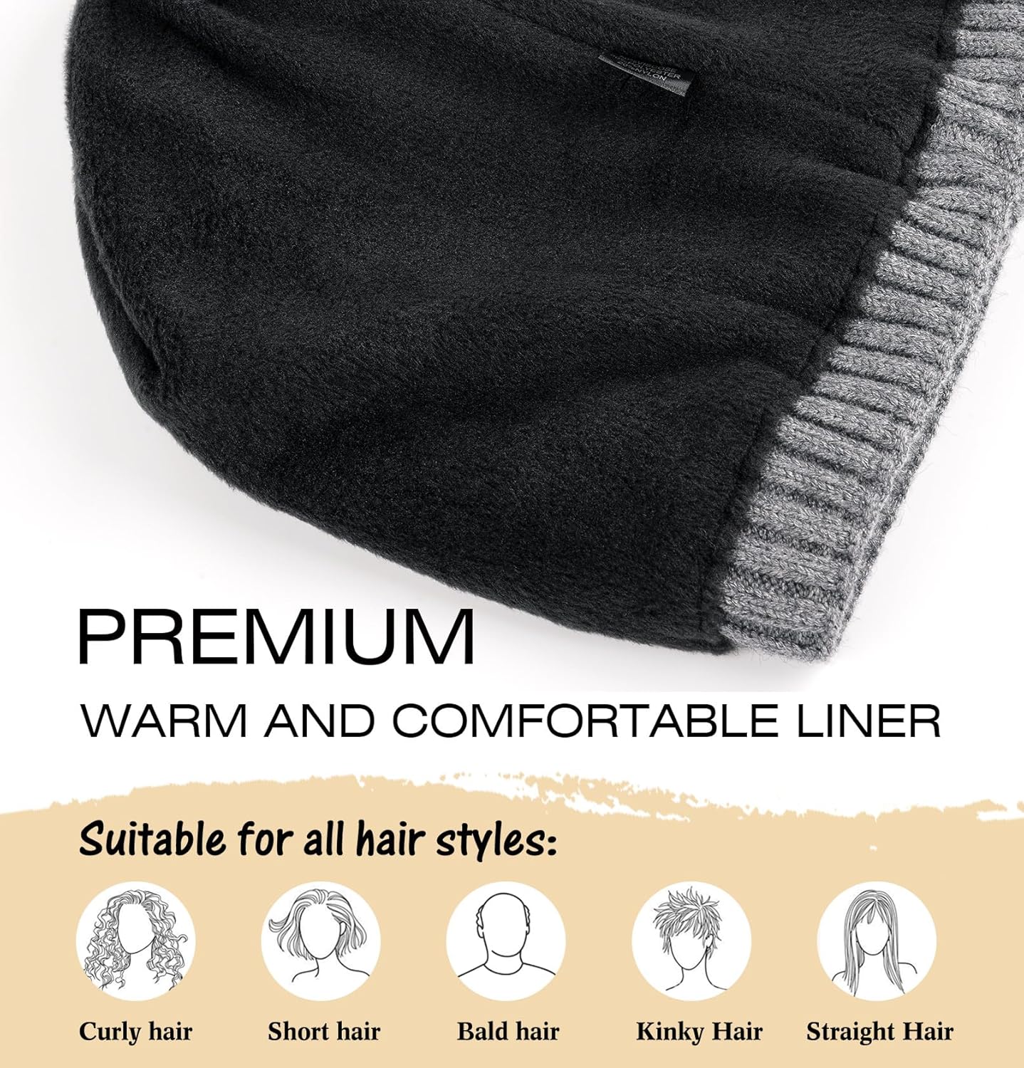 Wmcaps Unisex Adult Beanie – Warm Flannel Winter Hat – Grey, Black, Brown, Navy, Slate