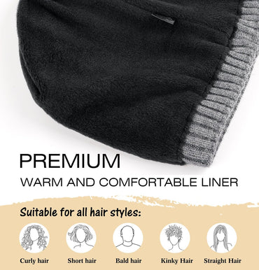 Wmcaps Unisex Adult Beanie – Warm Flannel Winter Hat – Grey, Black, Brown, Navy, Slate