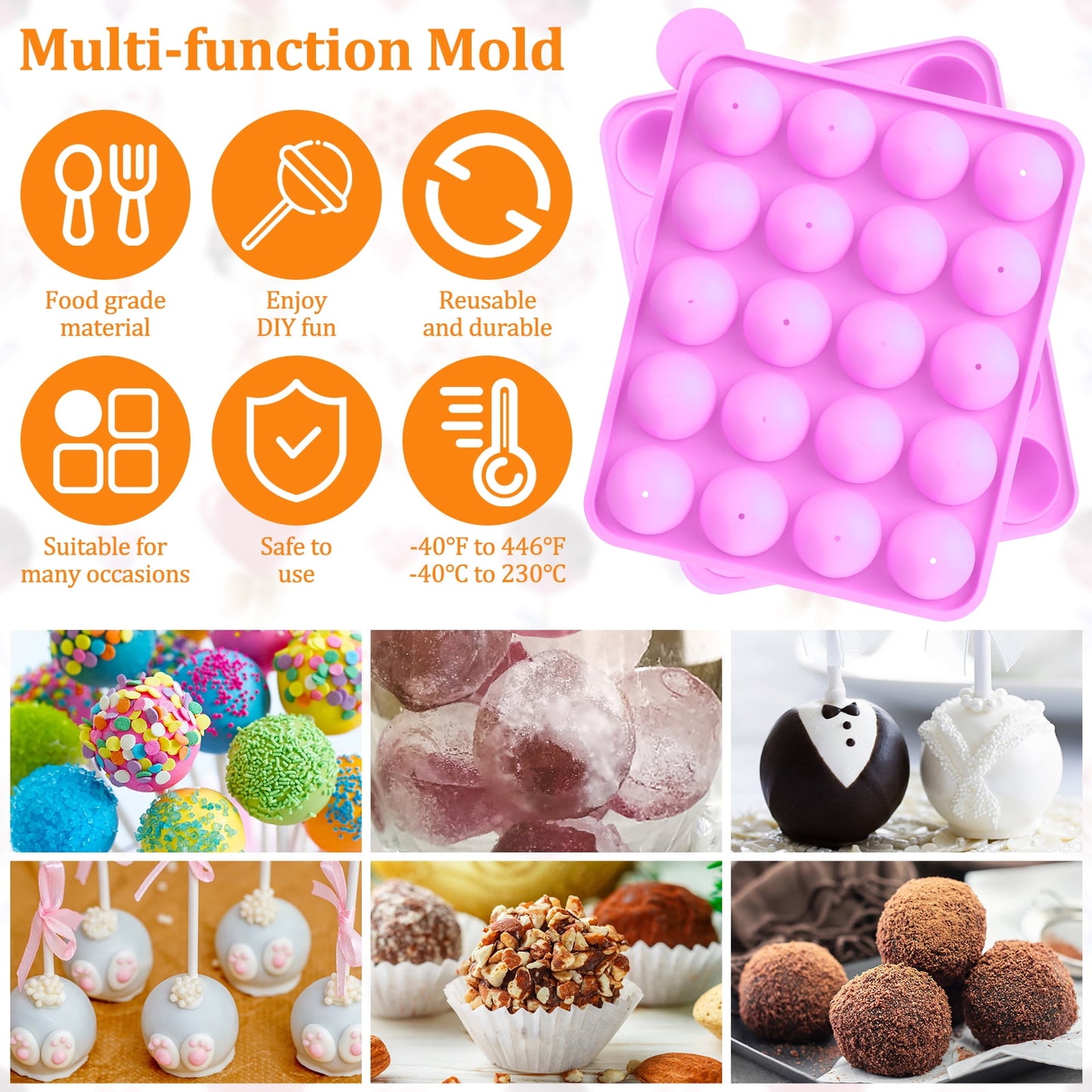 605-Piece Silicone Cake Pop & Lollipop Making Kit with Decorating Tools