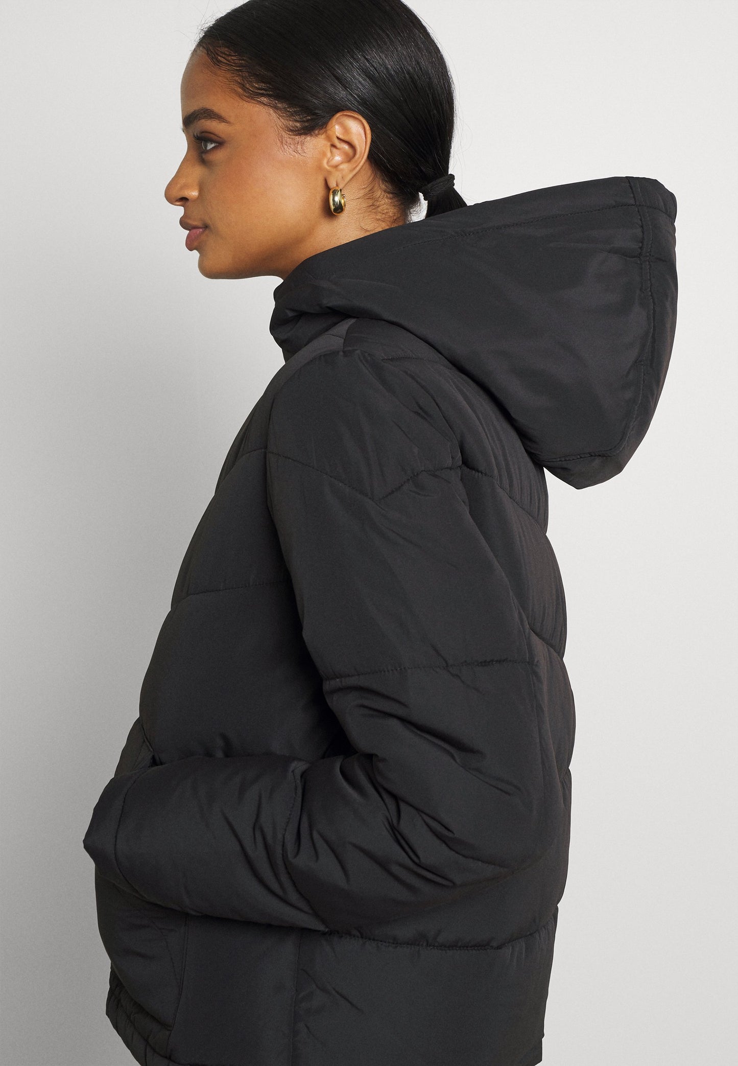 Noisy May Women's NMDALCON Black Padded Hooded Winter Jacket