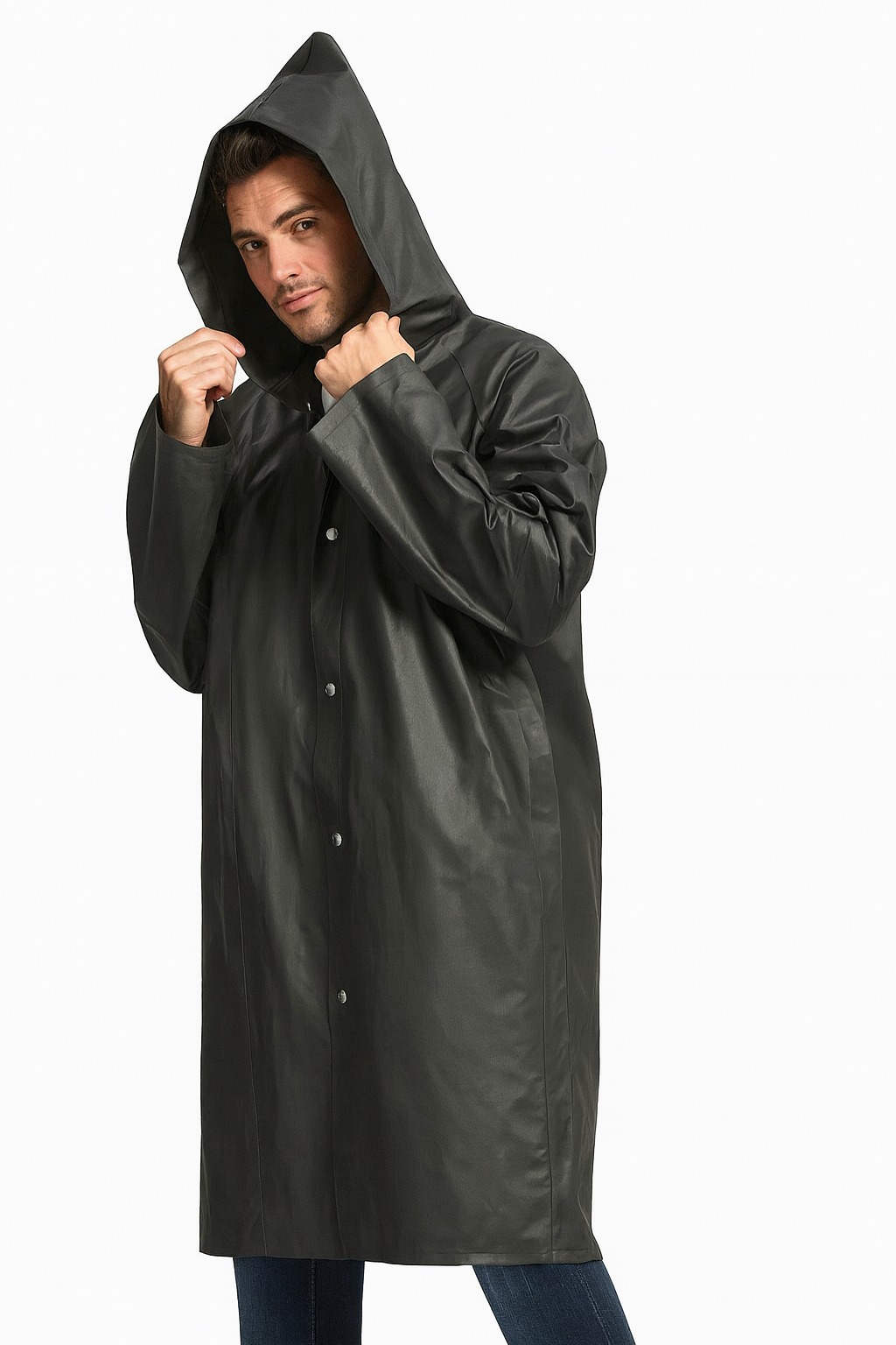 Portable Black EVA Raincoat One Size Waterproof Outdoor Jacket